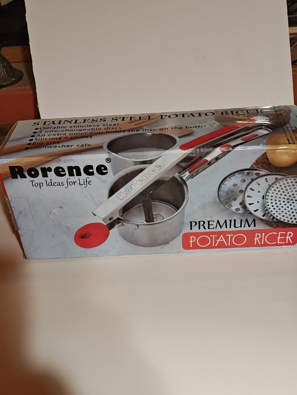 Rorence Premium Potato Ricer - Red & Stainless Steel